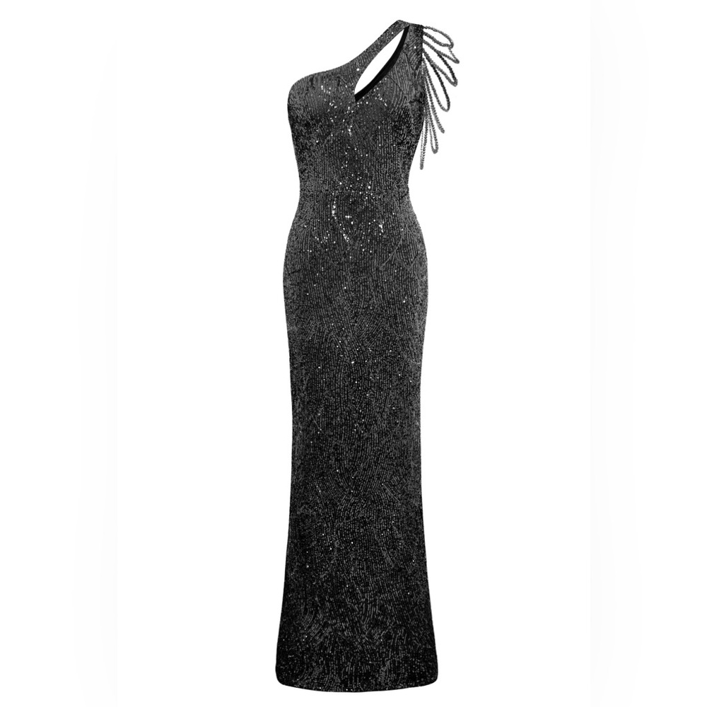 BABEYOND Embellished Sequin Asymmetric Dress Size Medium NWT - Picture 4 of 13
